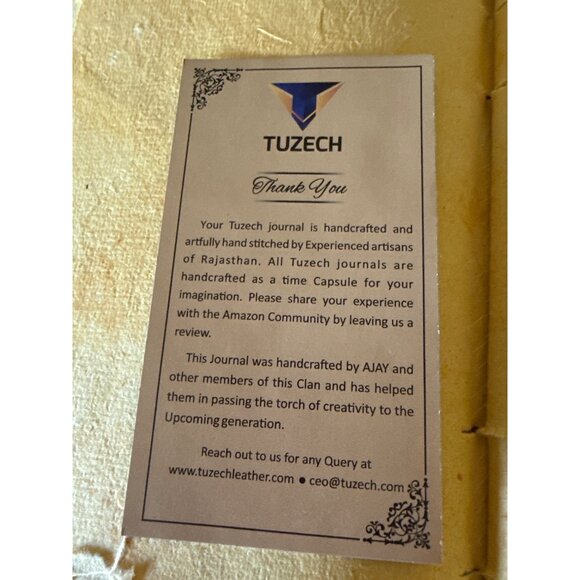 Tuzech Handcrafted Vintage Look Leather Journal Key Closure Rustic Edged  Paper - Picture 9 of 13